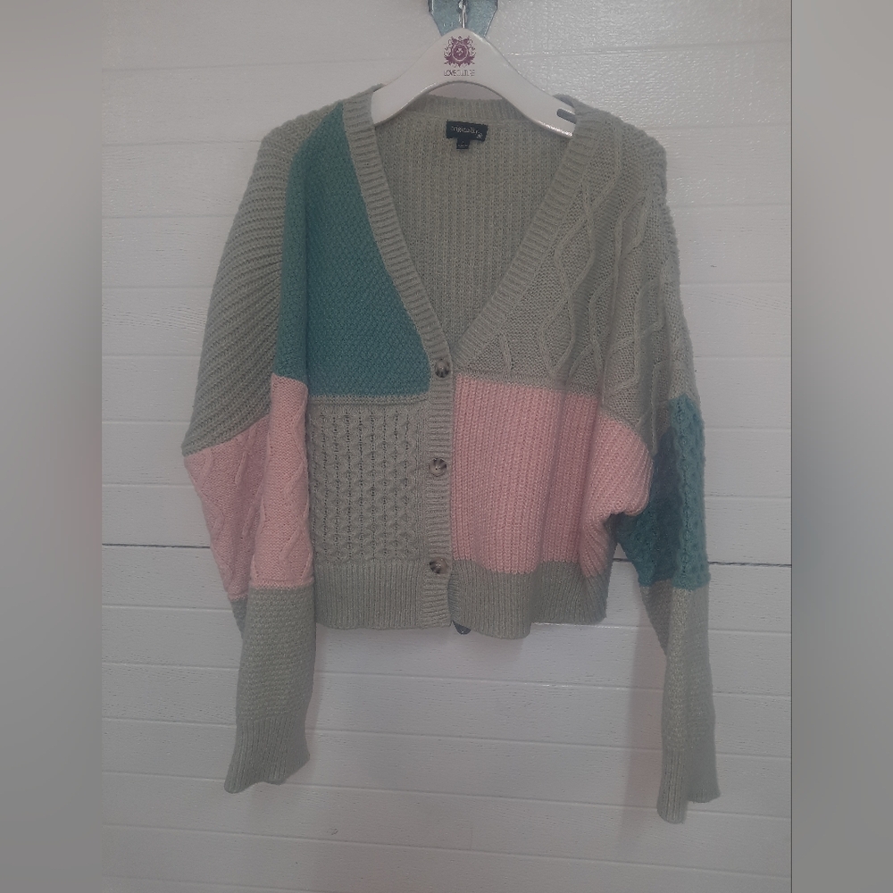 Originality Colorblock Knit Cardigan Sweater